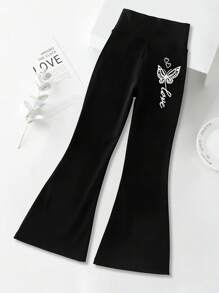Pantalones de niña de 3 a 10 años, pantalones negros versátiles, pantalones acampanados, pantalones de yoga, de alta elasticidad y elegantes