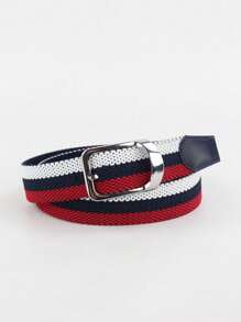 1 Piece Unisex Striped Stretch Woven Golf Belt - Pickleball Belt Comfortable Stretch Rubber Panels, Golf And Back-To-School Athleisure Fashion Accessories, Durable, Handsome Outdoor , Business Jeans, Casual