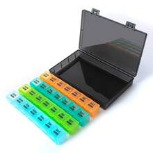 1 Monat 30 Tage Pillenorganizer Box, tragbare Medikamenten-Erinnerungspillenbox mit Fächern für die tägliche Dosis - Verschiedenfarbig - Übersicht 10