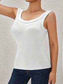 EssElegance, Sports Bra Tank Top With Removable Padded - Seamless Wire-Free Design For All Seasons, Yoga, Running, And Fitness​ Tank Top With Built In Bra Fall Clothes For Women - 白色 - 查看 4