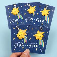 1 pièce/5 pièces Porte-clés étoiles multicolores adorables, porte-clés étoile motivant, cadeau valorisant pour les étudiants, "Vous êtes une étoile", cadeau d'appréciation pour les enseignants, cadeaux de rentrée scolaire, anneaux porte-clés avec fermoir mousqueton, accessoires de voiture, accessoires gothiques mignons Y2K, accessoires d'Halloween, Fête des enseignants, Noël