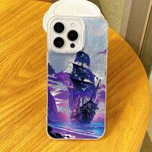 Funda para phone con diseño de barco morado. Compatible con phone 6, 16 Pro, 16 Pro Max, 15 Plus, 14, 13, 12 y 11. Nuevo diseño con borde suave y degradado en forma de glaciar. Protección completa contra caídas con cubierta protectora de silicona. - Blanco - Ver 6