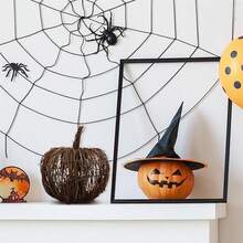 Handwoven Rattan Pumpkin Ornaments Creative Halloween Pumpkin Table Centerpieces For Home Office Party Decor - Grey - View 3