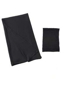 Set de 2 piezas de bufanda y pañuelo de cabeza de viscosa ligera y cómoda de unicolor, adecuado para cobertura conservadora diaria - Negro - Ver 4