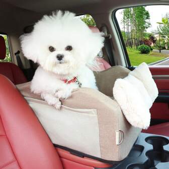Siège auto pour animaux de compagnie - Sac de transport ergonomique et portable pour chat et chien avec boucle de , matériau en polyester doux pour assurer un voyage sans souci, spécifique aux petits animaux, coussin de siège auto pour animaux de compagnie, espace confortable pour animaux de compagnie, siège auto pour chien au centre de la console, siège rehausseur pour chien amovible et lavable, sangles de réglables et siège auto pour animaux de compagnie avec laisse intégrée, transporteur de voyage portable pour chiots avec coussin pour petits chiens et chats