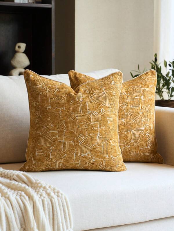 1pc High Precision Chenille Jacquard Throw Pillow Cover (No Insert), Modern Fashion High Precision Chenille Jacquard Cushion Cover, Suitable For Home, Sofa, Bed Decor, All Season