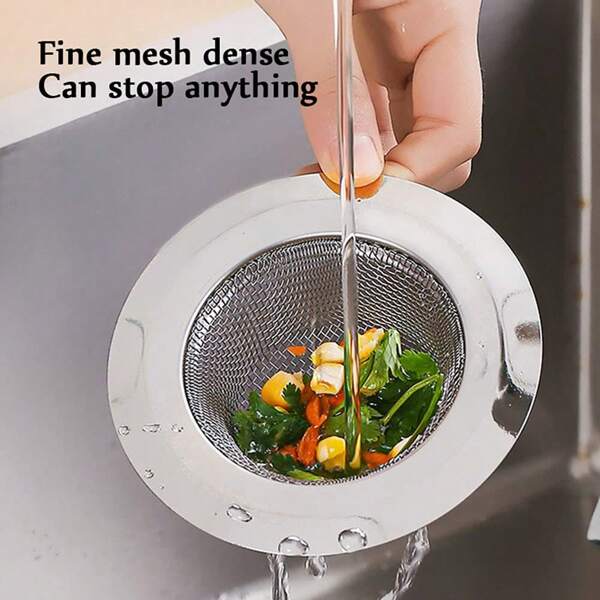 Colador de fregadero de cocina, colador de desagüe de fregadero de acero inoxidable, accesorios de cocina, atrapapiedras para la mayoría de los desagües de fregadero, cesta de colador de fregadero, filtro de fregadero de acero para accesorios de cocina y baño para el hogar