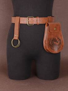 3 Peças Conjunto Cinto de Papai Noel em Couro PU Marrom com Bolsa de Cintura Vintage, Adequado para Fantasia de Natal, Pochete Cosplay