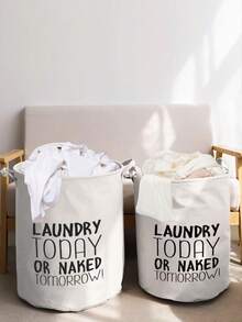 1 件大号可折叠洗衣篮、洗衣篮、带手柄的独立式洗衣袋、衣物整理和储存、现代字母图案衣物收纳箱、返校季、宿舍必备大学用品、卧室、浴室防水高大收纳盒