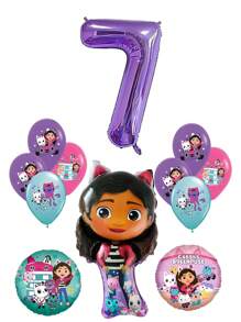 Gabby's Dollhouse Balões de Festa com Tema da Casa de Bonecas Gabby, Conjunto de Balões de Látex Digitais Roxos de 32 Polegadas + Padrão Impresso Gabby, Balões Decorativos para Festas e Reuniões Festivas, Balões de Decoração de Festa de Aniversário para Crianças de 1 a 9 Anos, Balões de Decoração de Bottom de Foto para Festas em Família e com Amigos, Halloween, Ação de Graças, Natal, Volta às Aulas