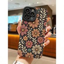 1pc Floral Pattern Phone Case With Camera Protection Design, Compatible With Apple 16E 11 Pro Max/12 Pro Max/13 Pro Max/14 Pro Max/15 Pro Max, Apple 16 Plus/16 Pro Max - 黑色 - 查看 6