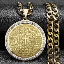 Bible Verse Men Women Cross Necklace Stainless Steel Gold Color Christian Lord's Prayer Religious Necklaces Jewelry NZZZ503S05 - Necklace - View 2