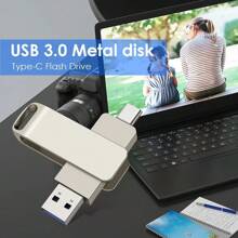 BIYETIMI USB 3.0 USB 闪存盘 Type C 笔式驱动器 128GB 64GB USB 闪存盘适用于 Type-C 设备 - 銀色 - 查看 1