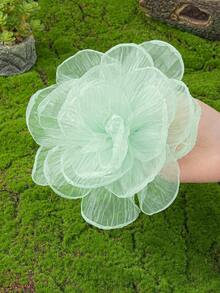 1 件时尚大号欧根纱多层花卉胸针，适合女士日常、派对、婚礼场合、夏季 - 深粉紅色 - 查看 10