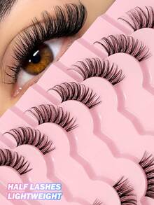 7 Pairs Asiteo Natural Half-Eye False Eyelashes, Transparent Lash Band, More Realistic, Easy To Use, Suitable For Daily Wear - Half Eyelashes - View 1