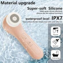 Vibrating And Rotating Face Scrubber, Waterproof Rechargeable Facial Cleansing Brush, 8 Modes Face Brush For Exfoliating And Massaging, For Removing Blackhead(Matte Black) - 粉色 - 查看 5