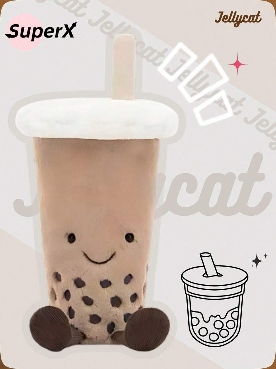 JC Coffee Cup Plush Doll - Mini Plush In Beige And Brown Cozy Creative Gift - Copo de bubble tea - 查看 1