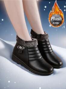 Plus Size Snow Boots, Outdoor Flat Shoes, Ankle Boots, Soft Bottom Fashionable Outdoor Short Boots, Versatile Fuzzy Women Shoes, Christmas Gift