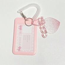 1 件粉色滑动 ID 徽章夹硬塑料垂直徽章保护套适用于办公室、学校、身份证信用卡、感应钥匙卡、返校 - 彩色 - 查看 5
