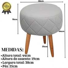 MOBLAN DECOR Set Of 1 Armchair And 1 Cozy Pouffe For Reception Comfortable Velvet Fabric Reinforced Wooden Feet - Grey - View 4