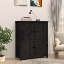 Küchenmöbel Sideboard Schwarz 83x41,5x100 cm aus massivem Kiefernholz Modernes Sideboard Vielfältige Verwendungsmöglichkeiten, Esszimmer/Küche