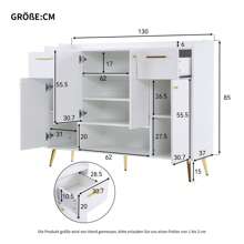 Sairedel Großer Schuhschrank mit Schubladen & Türen – Weiß, Metallfüße – Maße: 130 cm Breite, 100 cm hoch