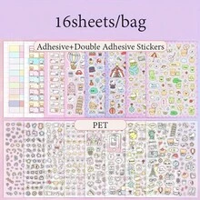 Tập sticker 16 tờ/túi với hình động vật nhỏ dễ thương và các hạt nhỏ, đồ dùng làm sổ lưu niệm, sticker trang trí cho sổ tay, khung ảnh, ốp điện thoại, cốc nước, tạp chí cũ, hộp bút, sticker tự làm cá nhân hóa cho mùa tựu trường. - Nhiều màu - Xem 13