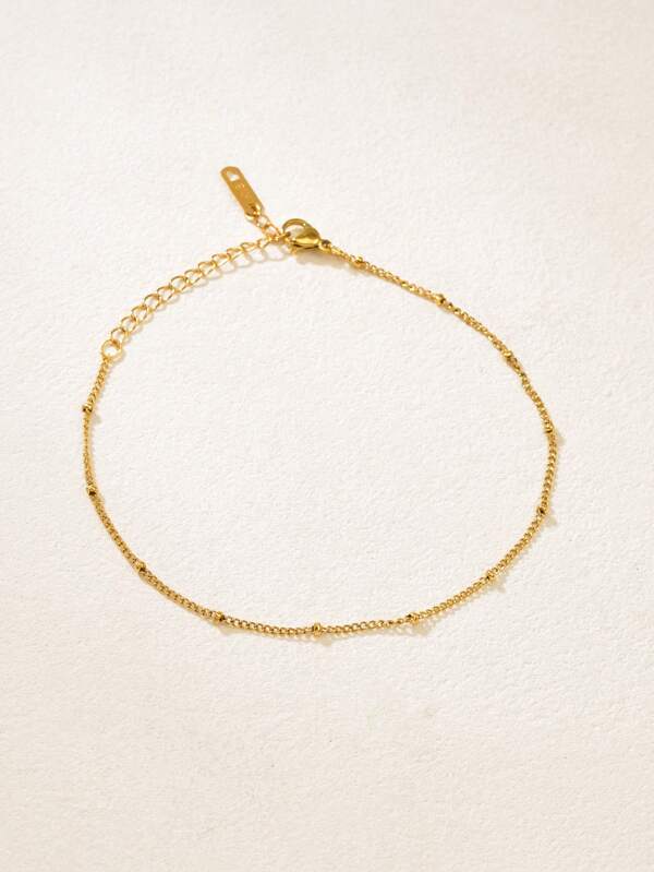 1 Stück goldene Edelstahl 18K vergoldete runde Perlen Fußkette, minimalistisches Design geeignet für täglichen Gebrauch, Dekoration, Strand