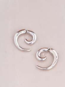 1 Pair Silver Snail Horn Hoop Earrings, Suitable For Women's Daily And Festival Wear