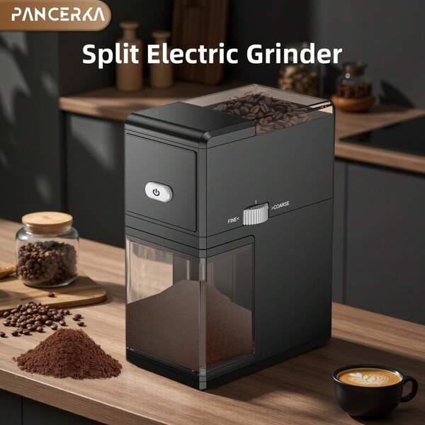 PANCERKA Moulin à café électrique compact, moulin à café tout-en-un réglable - réglages de mouture précis du grossier au fin pour l'espresso, la cafetière filtre et la presse française, idéal pour les voyages et l'utilisation à la maison