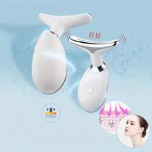1 Peça Massageador de Rosto e Pescoço, Massageador de Drenagem Linfática, Massageador Facial de Cuidados com a Pele de 7 Cores LED para Mulheres, Ferramenta de Cuidados com a Pele