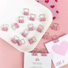 10 个粉色心形回形针，用于整理纸张、笔记、照片和文件 - 办公室、家庭、学校和工艺用品，用于学校用品，返校