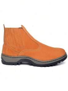 Durable Genuine Leather Boot With Gel Insole Heavy Duty Men's Cheap Promotion - 芥末黃 - 查看 3