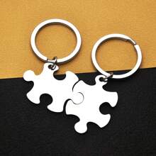 1 Par de Chaveiro de Aço Inoxidável Personalizável com Quebra-cabeça de Texto, Presente de Aniversário/Comemoração de Casal