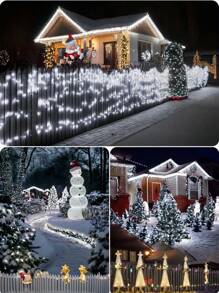 1 个户外太阳能 LED 灯串，IP65 防水，8 种照明模式，童话仙女装饰灯，适用于花园、庭院、露台、派对、圣诞树、婚礼、节日装饰、圣诞节、万圣节、情人节、新年氛围装饰灯，200/100/50/20 LED（暖白/白/彩/紫）