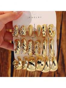 3-9 pares Nuevo Set de pendientes de moda personalizados con forma de C exagerada de resina ABS y CCB