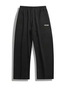 Men's 2 Pieces Sport Pants, Casual Fashion Straight-Leg Trousers, Lightweight And Breathable, Suitable For Summer Outings, Travel, Dating, Shopping Daily Wear. - Black - View 3