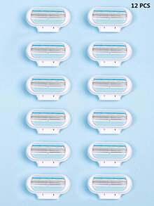 1 个手柄 + 8 个刀片套装女士比基尼手动脱毛工具 3 层不锈钢剃须刀片可更换刀片 - 彩色 - 查看 8