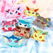 pocket monsters Pokémon Eevee & Eeveelutions Acrylic Hair Claws - Cute Cartoon Character Design, Kawaii Hair Accessories For Women, Durable Styling Clips, Ideal Gift For Pokémon Fans Fashion Hair Clips - CSO0902 - 查看 2