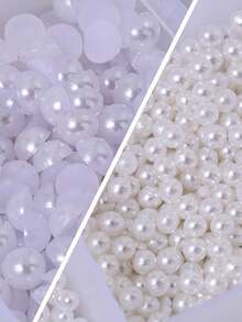 1 Box 24 Slots Nail Art Decorations, Resin Rhinestones, Steel Beads, Faux Pearl Nail Jewelry, Random Mixed Nail Art DIY Accessories