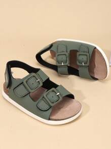 Summer Versatile Kids' PU Leather Woven Soft Breathable Roman Sandals With Ankle Strap, Non-Slip Sole, Lightweight