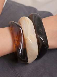 3 Stücke/Set Boho Acryl Mode Armbänder, asymmetrisches halb-transparentes Design einzigartig übertriebene Armreifen