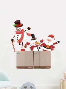 4pcs, Santa Claus Switch Stickers, Playful 3D Elk Snowman Christmas Tree Pattern Wall Stickers, Removable, Merry Christmas Switch Stickers, For Bedroom, Living Room, Bathroom Room Light Switches, Socket Background Wall Decoration, Christmas Decoration, Festive Atmosphere To Your Home, Party Supplies, Xmas Decor, Home Decor