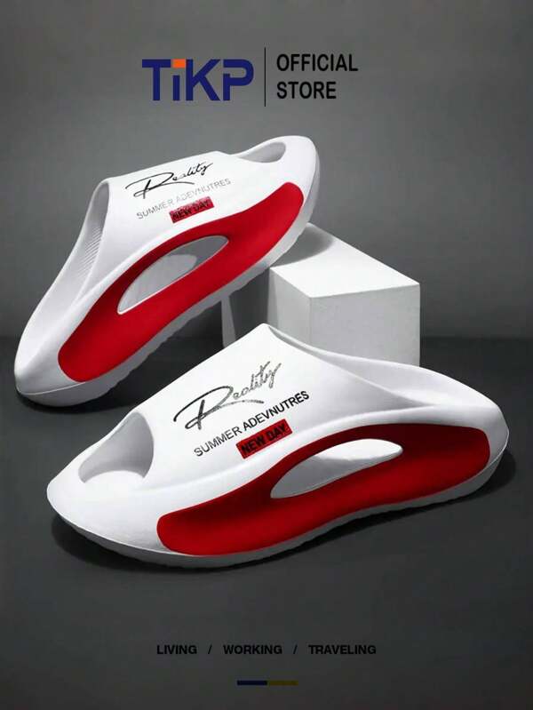 TIKP Herren-Hausschuhe mit dicker EVA-Sohle und weicher Unterseite, bequeme Hausschuhe mit offener Zehenpartie, lässige Outdoor-Sandalen, Strand-Flip-Flops