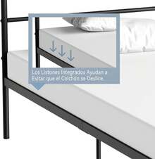 FurnitureR Cama Twin Armazón de Cama de Metal de fácil Montaje con cabecera y pie de Cama, sin Funda de colchón, Listones Resistentes Mejorados Negro - Cama individual negra (190 x 98 cm) - Ver 11
