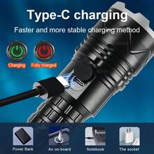 2025新款户外500米超亮远射手电筒XHP70灯芯5种模式调节伸缩LED照明灯适用于多种场景使用长效电池探照灯户外露营徒步登山探险夜走应急灯