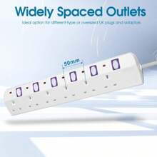 TISDLIP Power Extension Cord Socket, 2 To 6 AC Ports Optional, White Color, 3250W Extension Cord With Independent Switch Power Indicator Light, Wall-Mountable Extension Cord Power Socket, Suitable For Independent Switch Power Sockets In Various Scenarios Such As Home, School, Hospital, Etc.