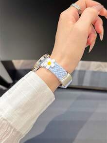 Daisy Magnetic Buckle Woven Nylon Loop Strap, Suitable For Galaxy Watch 7/6/5/4 Strap 40 Mm 44mm 47mm 46mm 41mm,Galaxy Watch 5 Pro 45mm,Galaxy Active 2,Galaxy The Watch 3,18/20/22mm, Compatible With HW Watch 5/4/3/2/1 And GT5/4/3/2, As Well As HW Watch Fit3/Fit4 And HW Band 8/9/10NFC - Blue - View 5