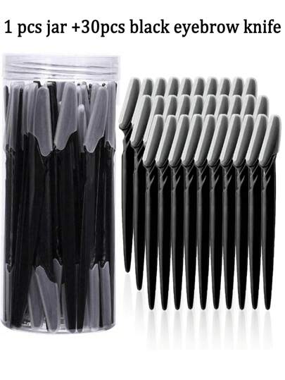 30/12/6/3/1pc Set Black Grooming Eyebrow Razor & Shaver Set, Eyebrow Trimmer & Shaver, Exfoliating Dermaplaning Tool, Body Hair Removal Trimmer And Face & Eyebrow Razor Set Long Handle Blade With Precision Cover Women Eyebrow Shaping Tools Suitable For Or Travel Use,Makeup,Cheap,Room Decor,Vanity,Travel,Bedroom,Makeup Accessories,Eyebrow Razor