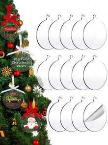 20 đồ trang trí bằng Acrylic tròn trong suốt, đĩa tròn Acrylic trong suốt 3 inch có lỗ, đồ trang trí Giáng sinh bằng Acrylic tròn trong suốt dùng để treo cây thông Noel, chạm khắc, sơn và đồ thủ công tự làm, Giáng sinh - Trong sáng - Xem 5